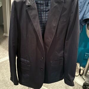 Hugo Boss Jacket Mens 46R Lined Blue Navy Blazer Water Repellent Lightweight